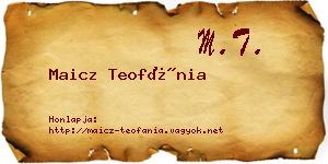 Maicz Teofánia névjegykártya